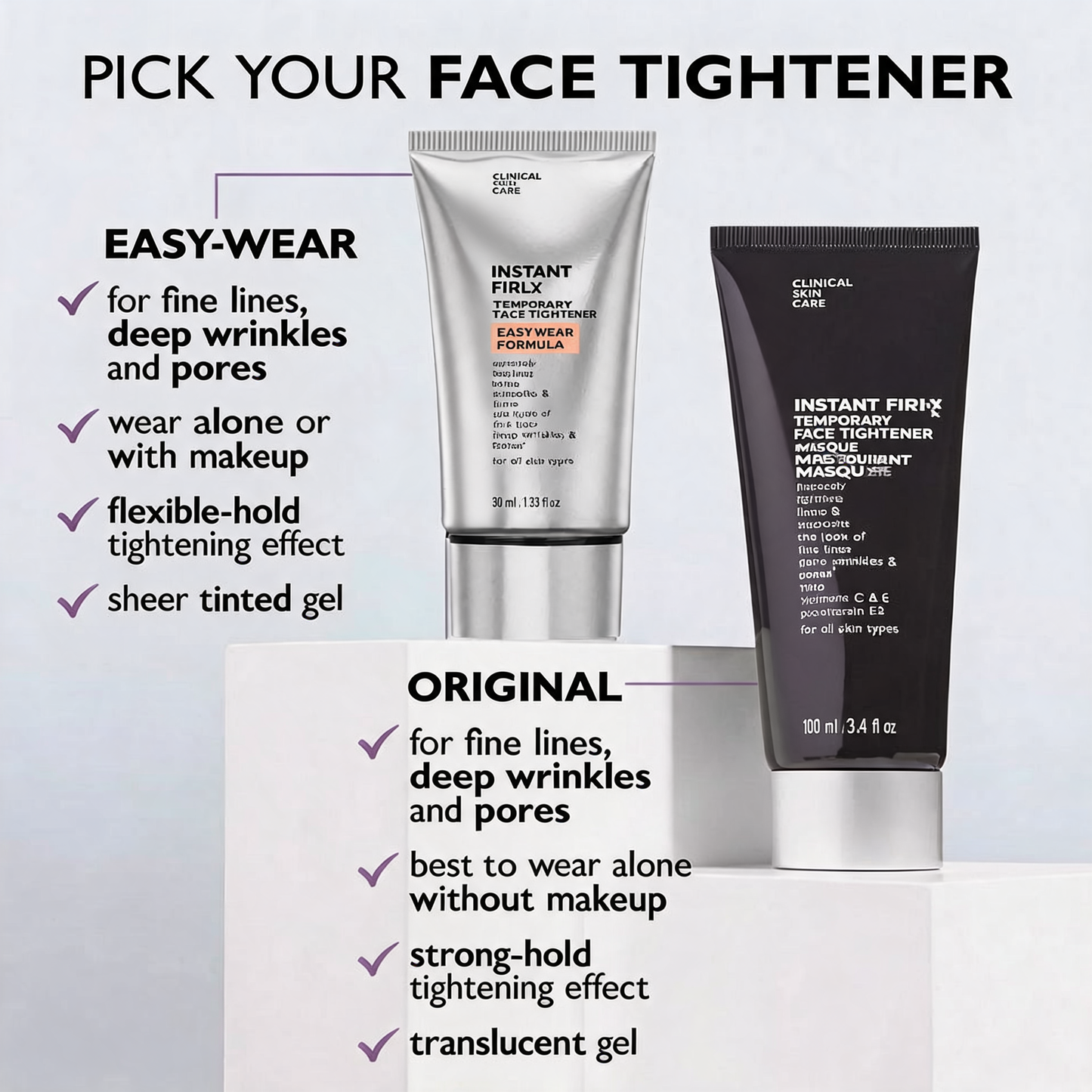 Instant Firming Temporary Face Tightener Easy-Wear Formula