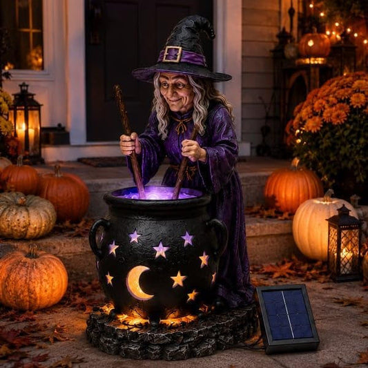 🪄Halloween Witch Glowing Cauldron Solar Light